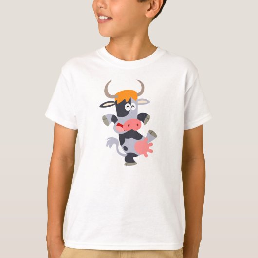 Cute Dancing Cartoon Koe Children T-Shirt (Voorkant)
