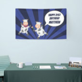 Cute Dancing Cartoon Koe Couple Funny Birthday Spandoek (Beurs)