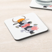 Cute Dancing Cartoon Koe Onderzetter Set (Linkerzijde)