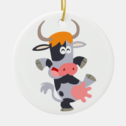 Cute Dancing Cartoon Koe Ornament (Voorkant)
