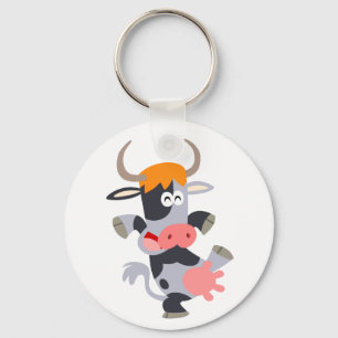 Cute Dancing Cartoon Koe Sleutelhanger