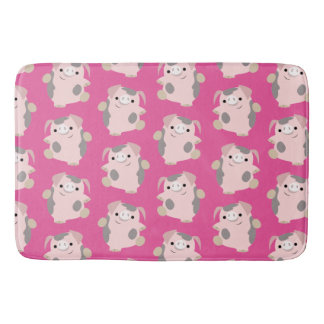 Cute Dancing Cartoon Pig Herhaalt Pattern Bath Mat