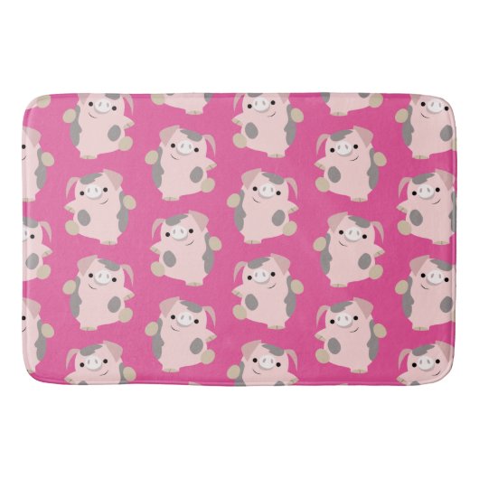 Cute Dancing Cartoon Pig Herhaalt Pattern Bath Mat (Voorkant)
