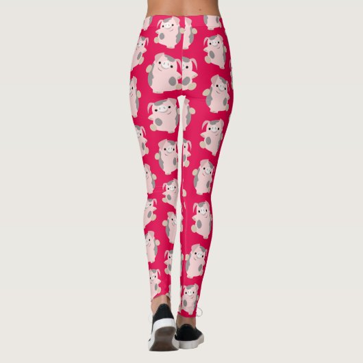 Cute Dancing Cartoon Pig Pattern Leggings (Achterkant)
