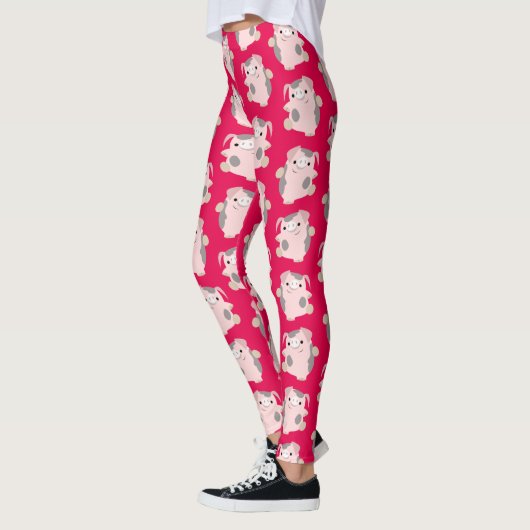 Cute Dancing Cartoon Pig Pattern Leggings (Links)