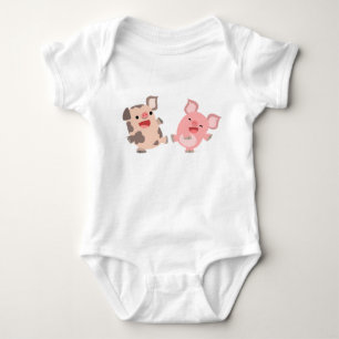 Cute Dancing Cartoon Pigs Baby Apparel Romper