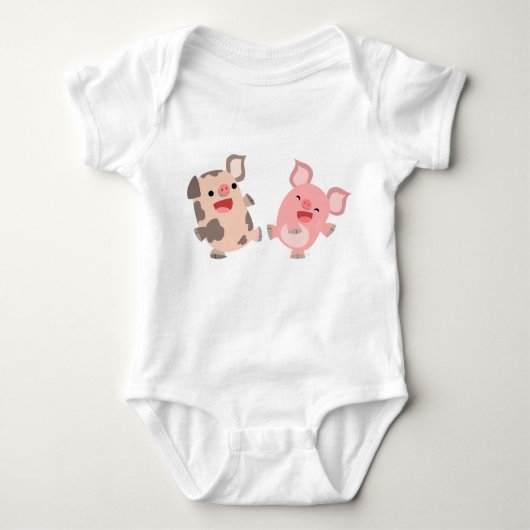 Cute Dancing Cartoon Pigs Baby Apparel Romper (Voorkant)