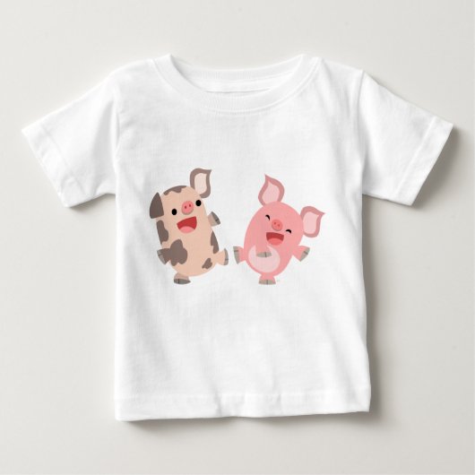 Cute Dancing Cartoon Pigs Baby T-Shirt (Voorkant)