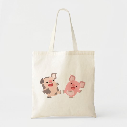 Cute Dancing Cartoon Pigs Bag Tote Bag (Voorkant)