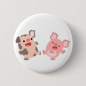 Cute Dancing Cartoon Pigs Button Badge (Voorkant)