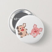 Cute Dancing Cartoon Pigs Button Badge (Voorkant /achterkant)