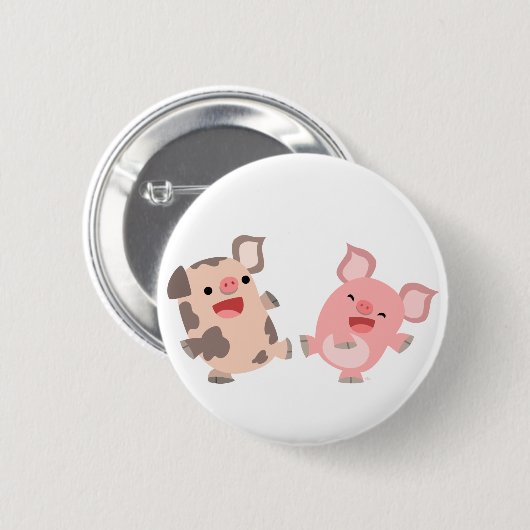 Cute Dancing Cartoon Pigs Button Badge (Voorkant /achterkant)