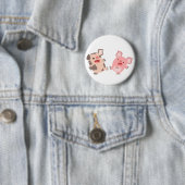 Cute Dancing Cartoon Pigs Button Badge (In situ)