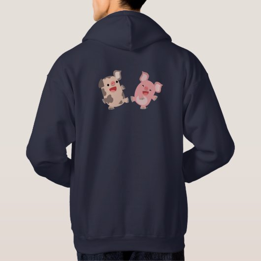 Cute Dancing Cartoon Pigs Hoodie (Achterkant)