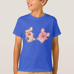 Cute Dancing Cartoon Pigs Kinder T-Shirt