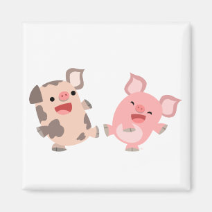 Cute Dancing Cartoon Pigs Magnet