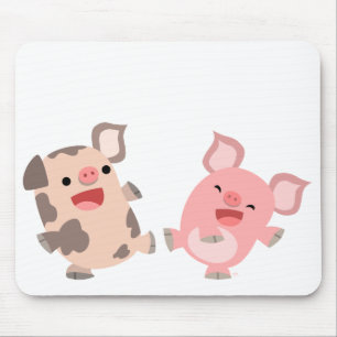 Cute Dancing Cartoon Pigs Mousepad Muismat