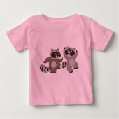 Cute Dancing Cartoon Raccoons Baby T-Shirt (Voorkant)