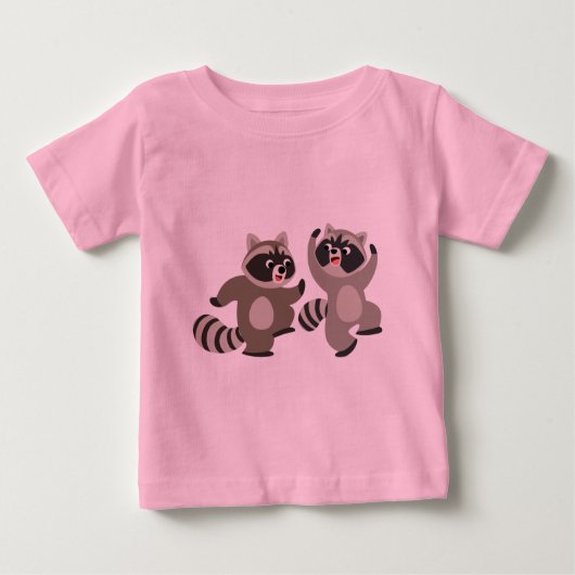 Cute Dancing Cartoon Raccoons Baby T-Shirt (Voorkant)