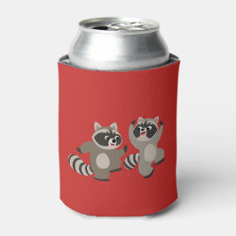 Cute Dancing Cartoon Raccoons Blikjeskoeler