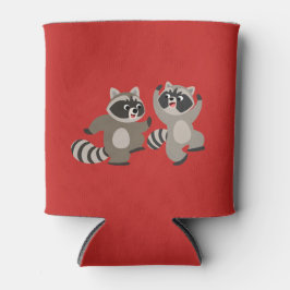Cute Dancing Cartoon Raccoons Blikjeskoeler