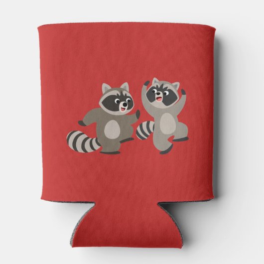 Cute Dancing Cartoon Raccoons Blikjeskoeler (Achterkant)