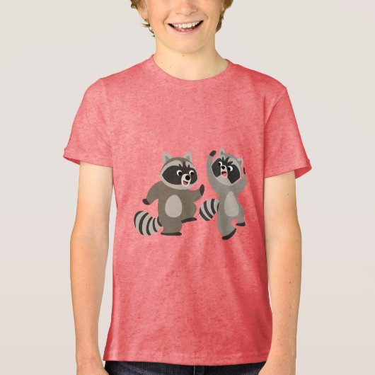 Cute Dancing Cartoon Raccoons Children T-Shirt (Voorkant)