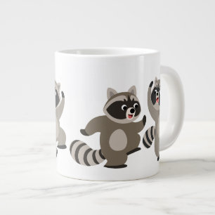 Cute Dancing Cartoon Raccoons Grote Koffiekop