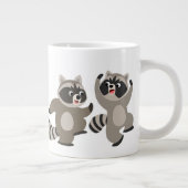 Cute Dancing Cartoon Raccoons Grote Koffiekop (Rechts)