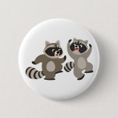 Cute Dancing Cartoon Raccoons Ronde Button 5,7 Cm (Voorkant)
