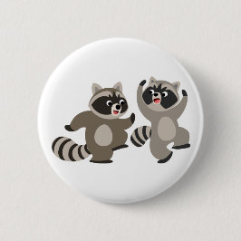 Cute Dancing Cartoon Raccoons Ronde Button 5,7 Cm