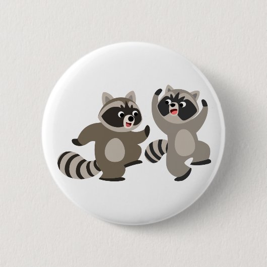 Cute Dancing Cartoon Raccoons Ronde Button 5,7 Cm (Voorkant)