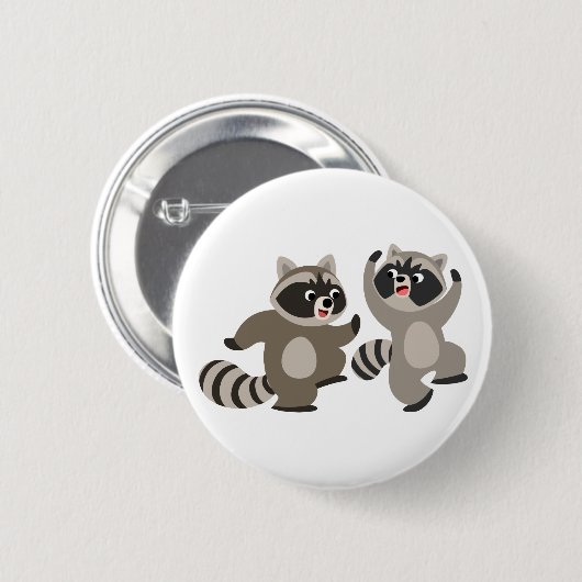 Cute Dancing Cartoon Raccoons Ronde Button 5,7 Cm (Voorkant /achterkant)