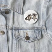 Cute Dancing Cartoon Raccoons Ronde Button 5,7 Cm (In situ)