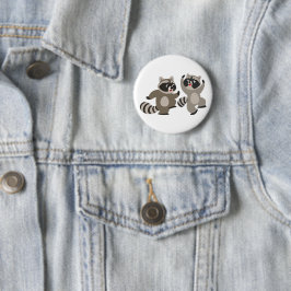 Cute Dancing Cartoon Raccoons Ronde Button 5,7 Cm