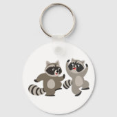 Cute Dancing Cartoon Raccoons Sleutelhanger (Voorkant)