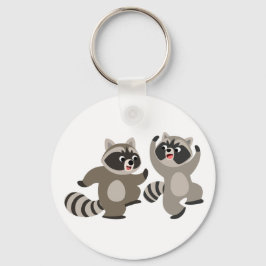Cute Dancing Cartoon Raccoons Sleutelhanger