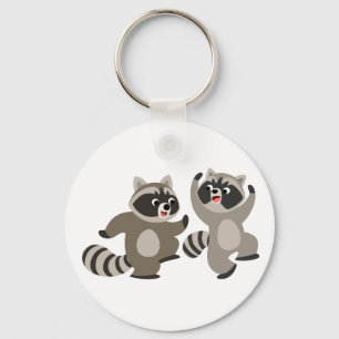Cute Dancing Cartoon Raccoons Sleutelhanger