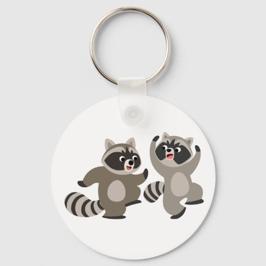 Cute Dancing Cartoon Raccoons Sleutelhanger (Voorkant)