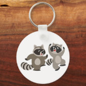 Cute Dancing Cartoon Raccoons Sleutelhanger (Voorkant)