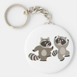 Cute Dancing Cartoon Raccoons Sleutelhanger