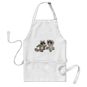 Cute Dancing Cartoon Raccoons Standaard Schort