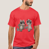 Cute Dancing Cartoon Raccoons T-shirt (Voorkant)