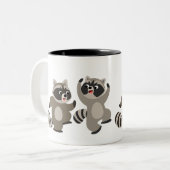 Cute Dancing Cartoon Raccoons Tweekleurige Koffiemok (Voorkant links)