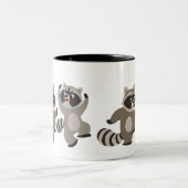 Cute Dancing Cartoon Raccoons Tweekleurige Koffiemok (Center)