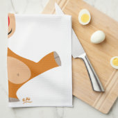 Cute Dancing Cartoon Reindeer Kitchen Towel Theedoek (Quarter Fold)