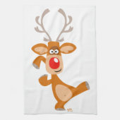Cute Dancing Cartoon Reindeer Kitchen Towel Theedoek (Verticaal)