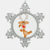 Cute Dancing Cartoon Reindeer Pewter Ornament (Voorkant)