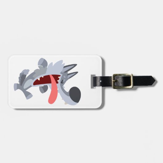 Cute Dancing Cartoon Wolf Bagagelabel (Voorkant horizontaal)