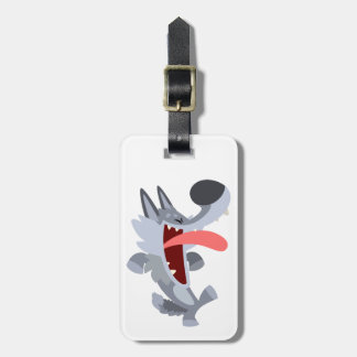Cute Dancing Cartoon Wolf Bagagelabel